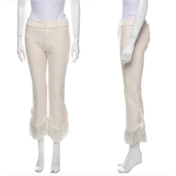 Alexis Ivory Fringed Tatum Tweed Wide Leg Pants Womens Small - Picture 14 of 16